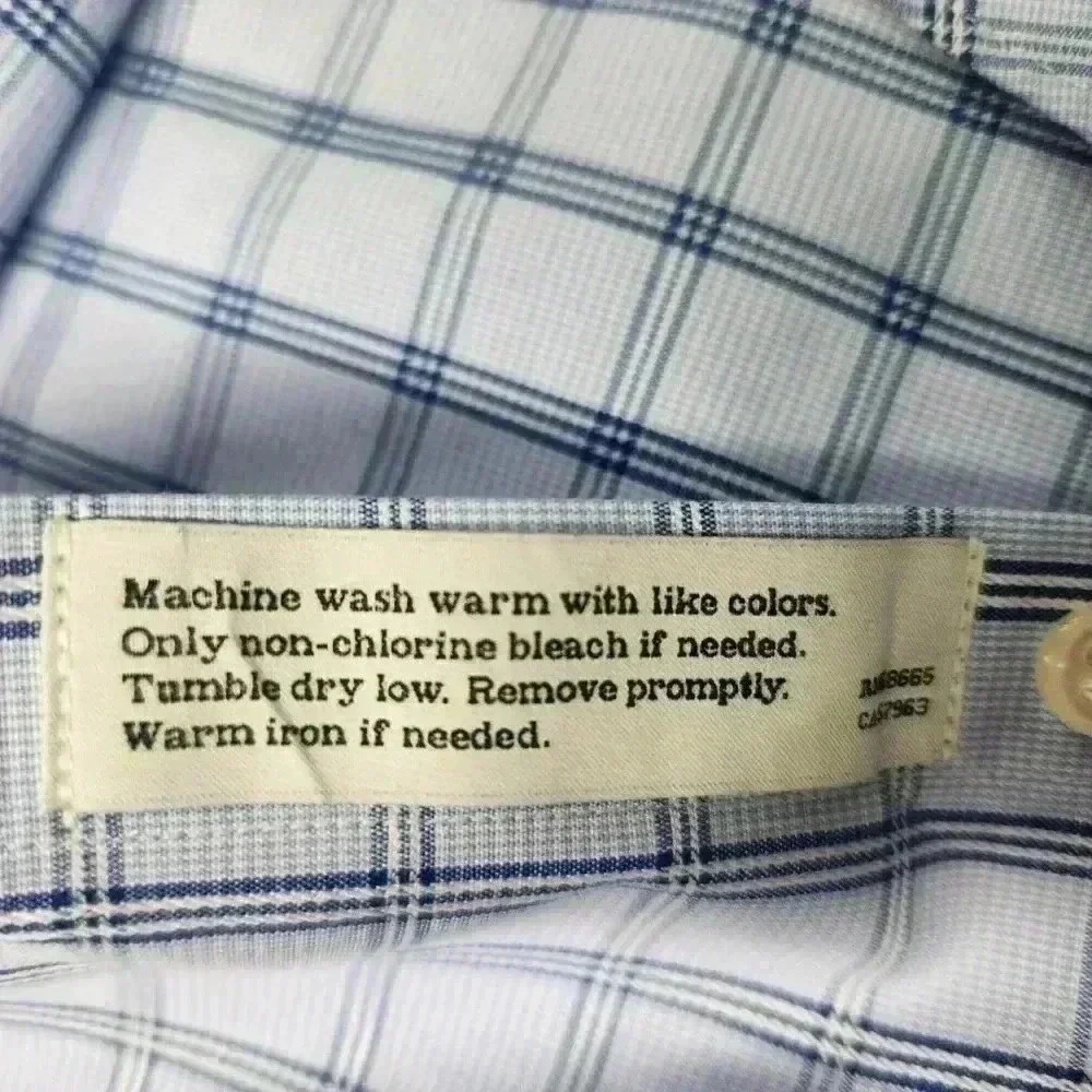 Nordstrom Smartcare Button Shirt Size 16 33 Wrinkle Free Cotton Blue White *READ - Picture 5 of 11